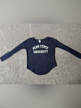 PINK Victoria's Secret Penn State University Navy Graphic Long Sleeve Tee